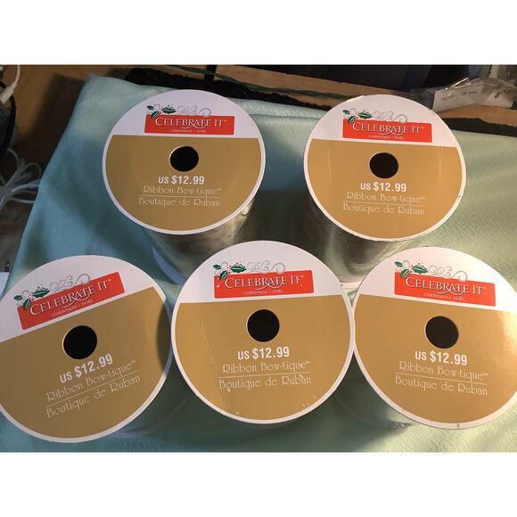 Celebrate it five rows a Christmas ribbon five 1/4 inch times 25 feet long. - Picture 2 of 3